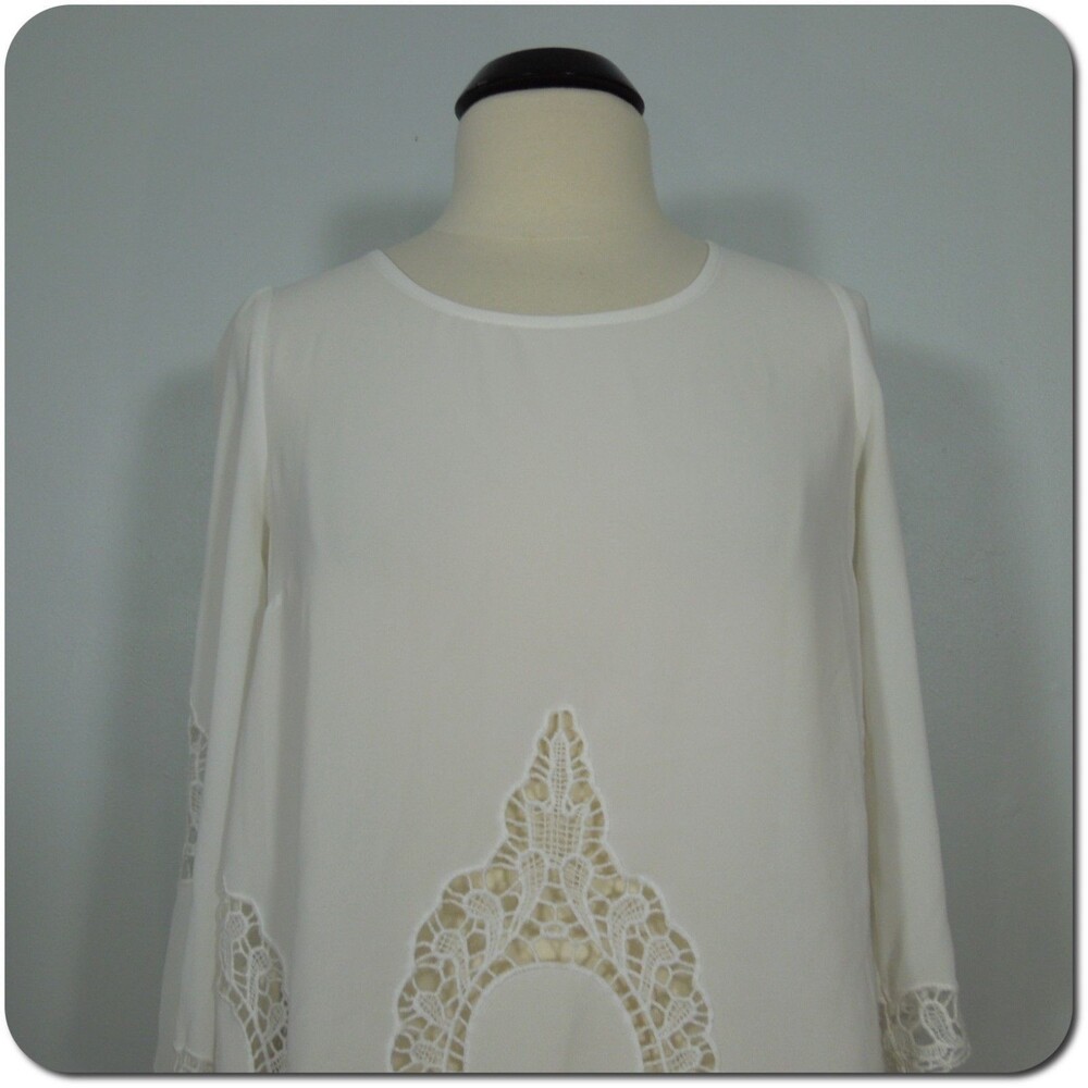 BLUE PEPPER Crochet Top S SMALL Womens White